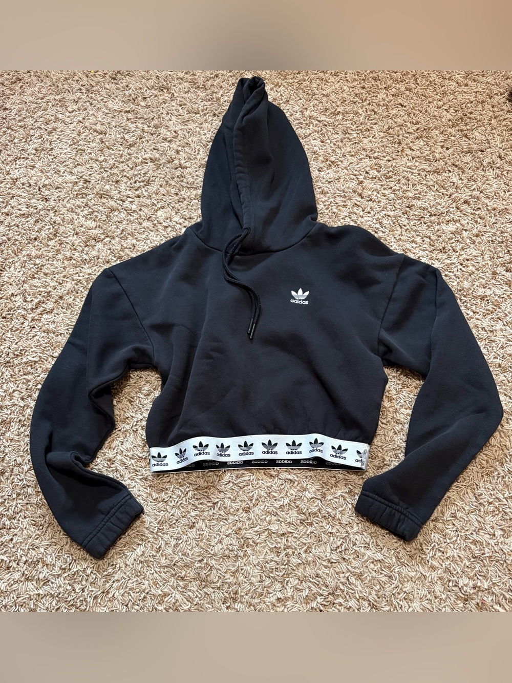 Adidas Cropped Hoodie Womens size XS in black